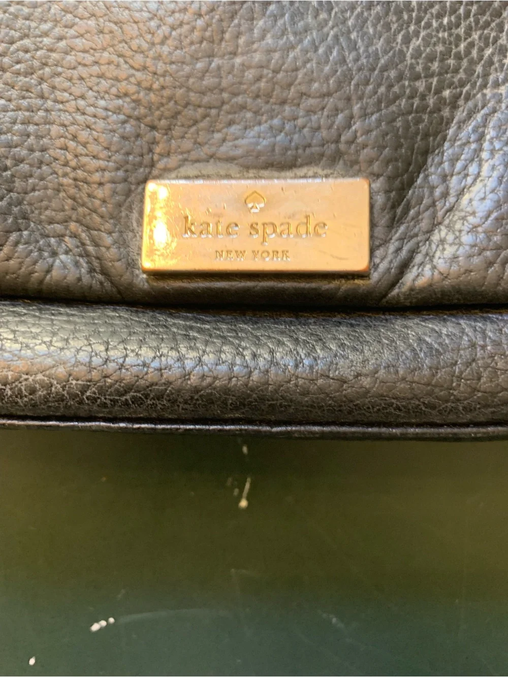 kate spade Black Pebbled Leather Crossbody with Gold Plaque